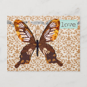 Golddust Butterfly Damask Love Postcard