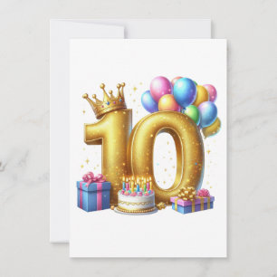 Golden 10th Birthday Card