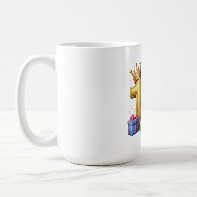 Golden 10th Birthday Coffee Mug (Left)