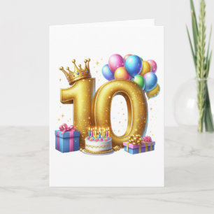 Golden 10th Birthday Thank You Card