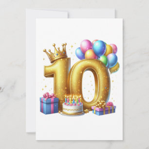 Golden 10th Birthday Thank You Card