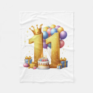 Golden 11th Birthday Fleece Blanket