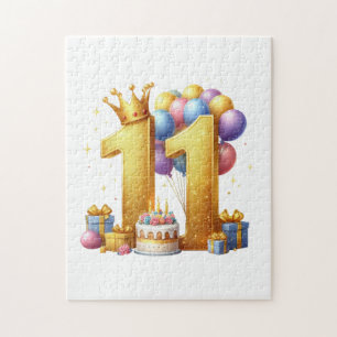 Golden 11th Birthday Jigsaw Puzzle