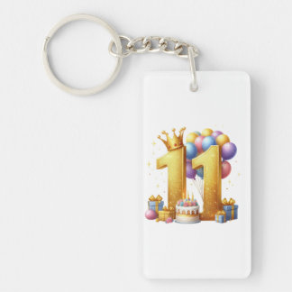Golden 11th Birthday Key Ring