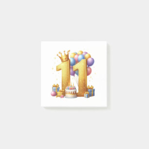Golden 11th Birthday Post-it Notes