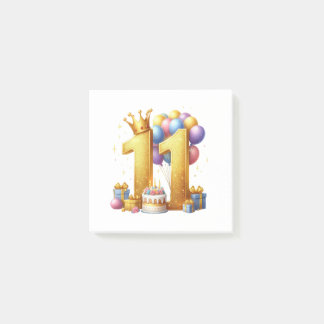 Golden 11th Birthday Post-it Notes