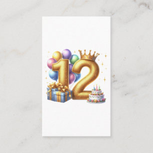 Golden 12th Birthday Business Card