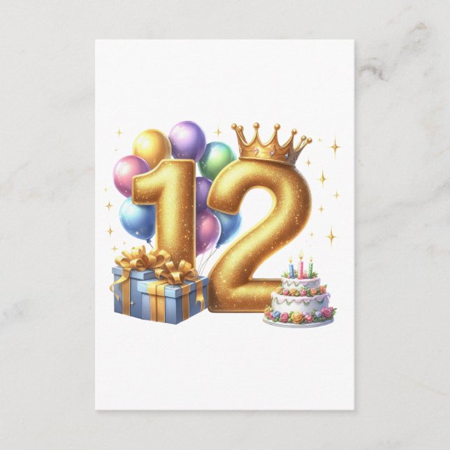 Golden 12th Birthday Enclosure Card (Front)