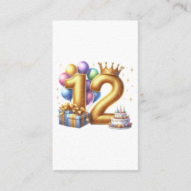 Golden 12th Birthday Enclosure Card (Front)