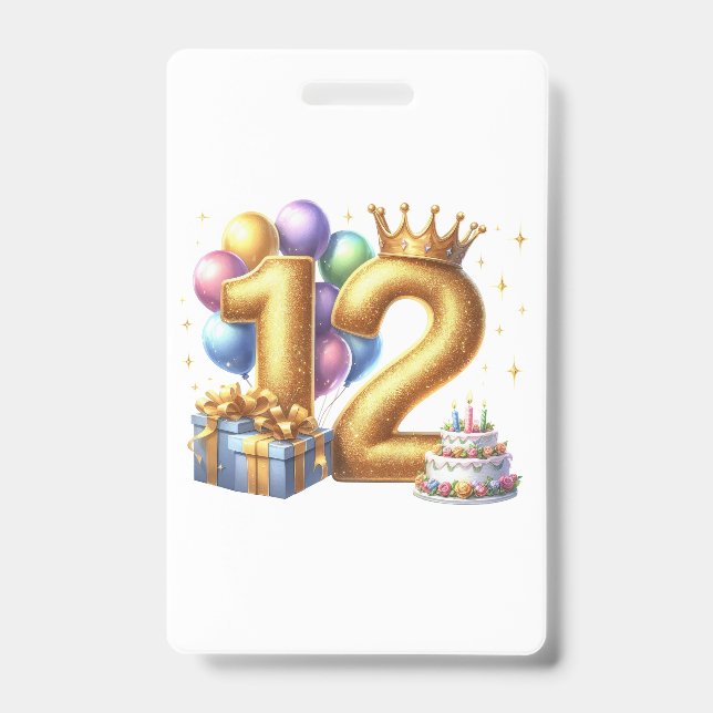 Golden 12th Birthday ID Badge (Front)