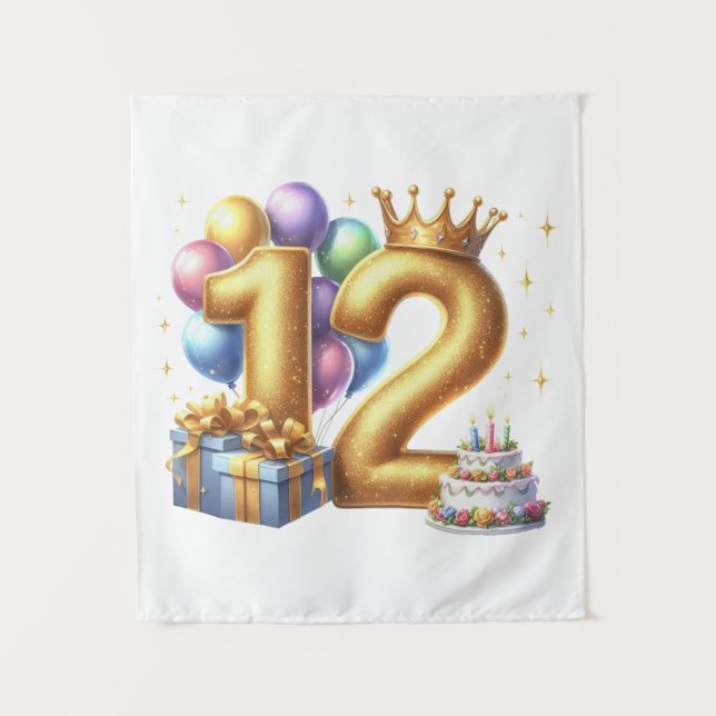 Golden 12th Birthday Tapestry (Front)