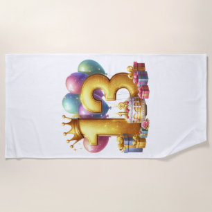 Golden 13th Birthday Beach Towel