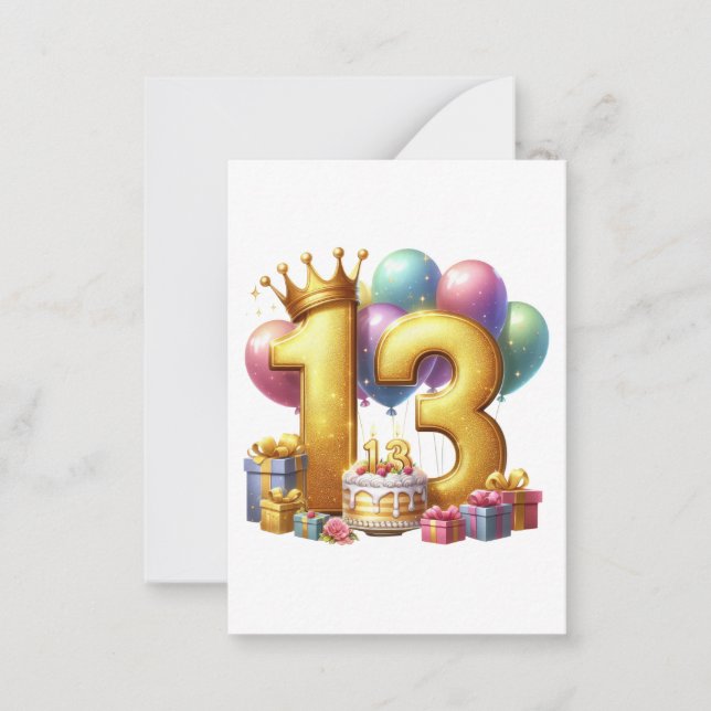 Golden 13th Birthday Card (Front)