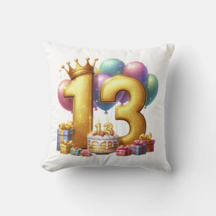 Golden 13th Birthday Cushion