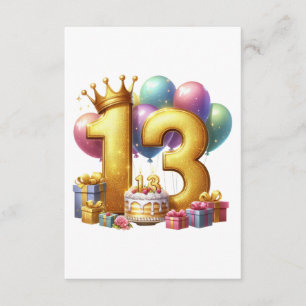 Golden 13th Birthday Enclosure Card