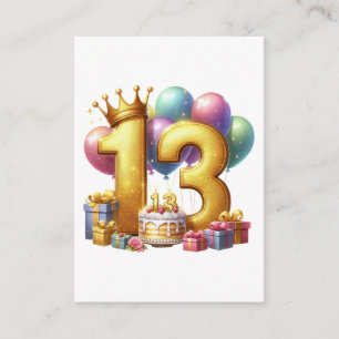 Golden 13th Birthday Enclosure Card