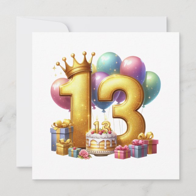 Golden 13th Birthday Invitation (Front)