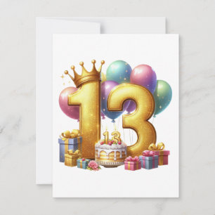 Golden 13th Birthday Invitation