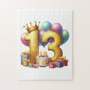 Golden 13th Birthday Jigsaw Puzzle