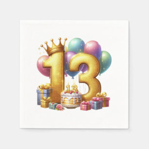 Golden 13th Birthday Napkin