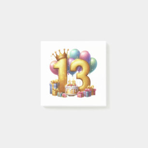 Golden 13th Birthday Post-it Notes