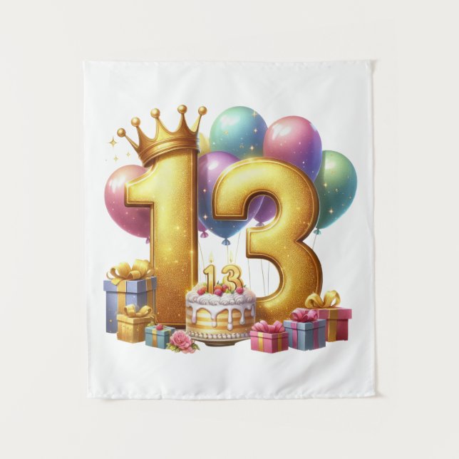Golden 13th Birthday Tapestry (Front)