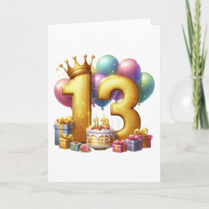 Golden 13th Birthday Thank You Card
