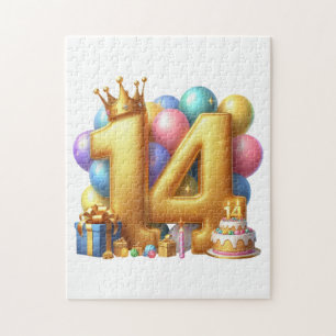Golden 14th Birthday Jigsaw Puzzle
