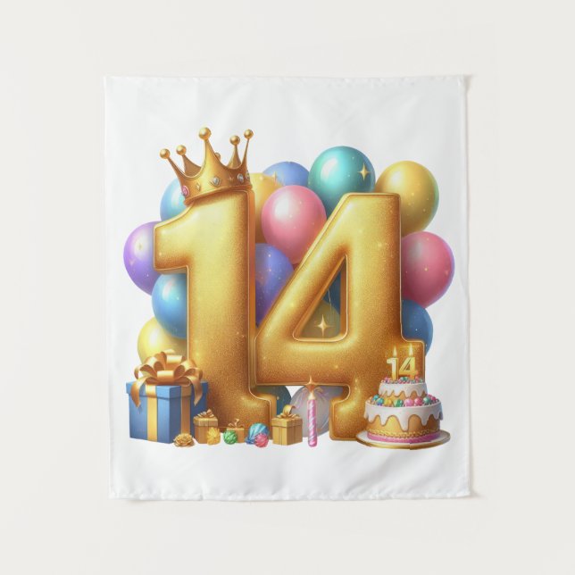 Golden 14th Birthday Tapestry (Front)