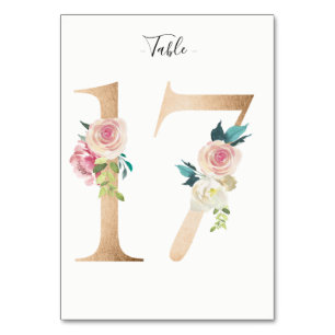 Golden 17 Floral Table Number Card