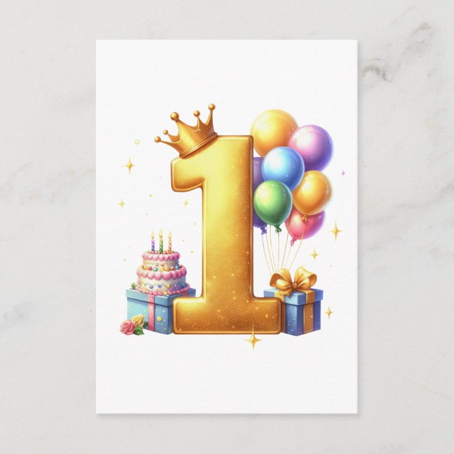 Golden 1st Birthday Enclosure Card (Front)
