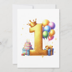 Golden 1st Birthday Invitation