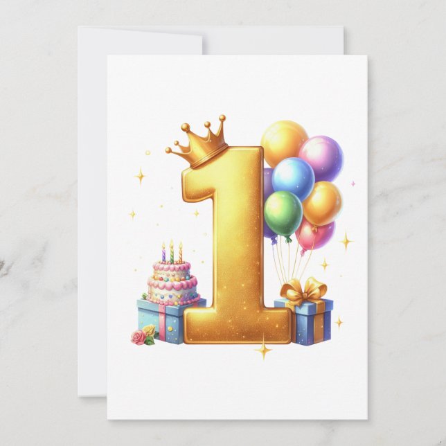 Golden 1st Birthday Invitation (Front)