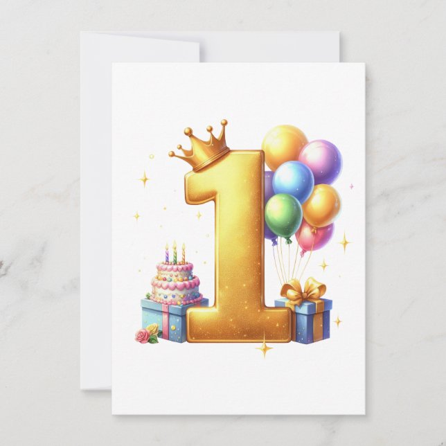 Golden 1st Birthday Invitation (Front)