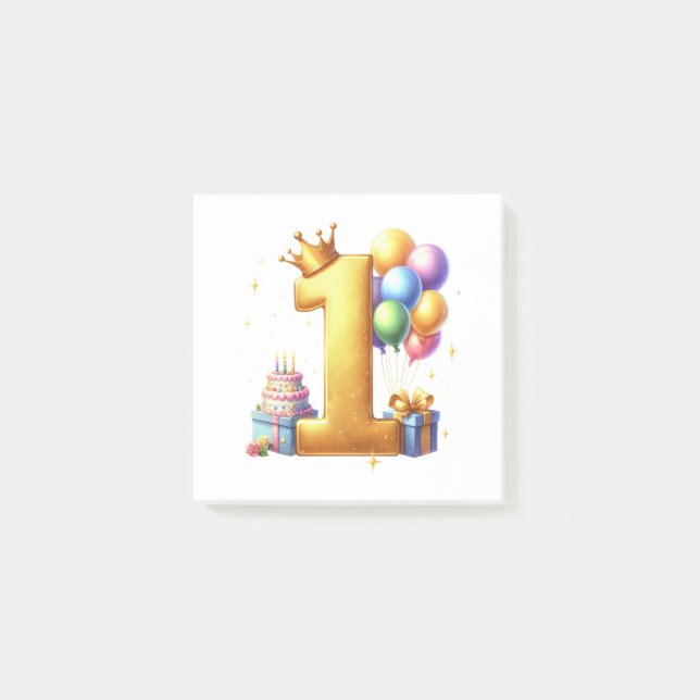 Golden 1st Birthday Post-it Notes (Front)