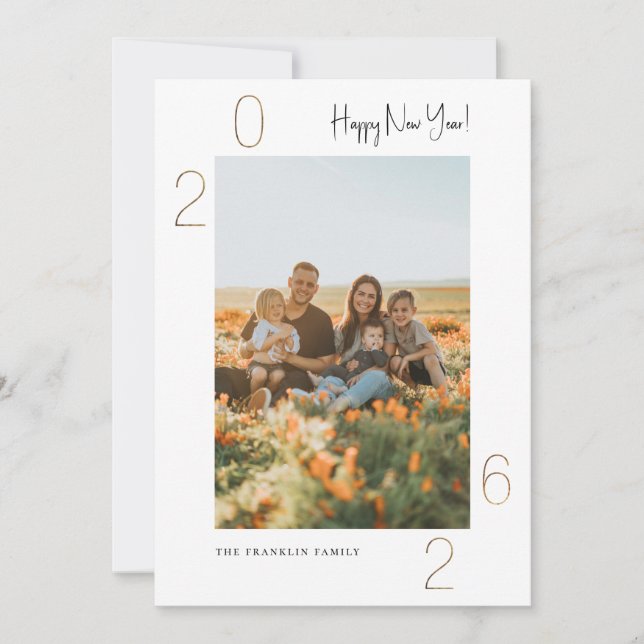 Golden 2023 New Year's Photo Card (Front)