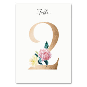 Golden 2 Floral Table Number Card
