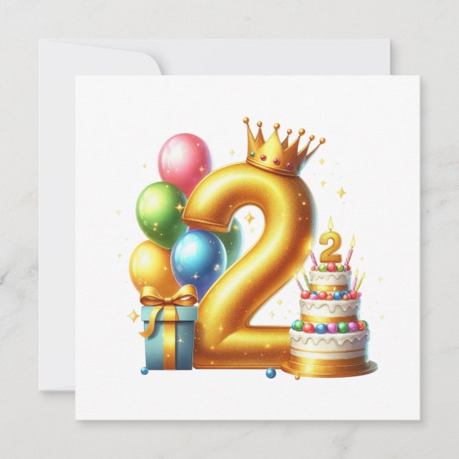 Golden 2nd Birthday Invitation (Front)