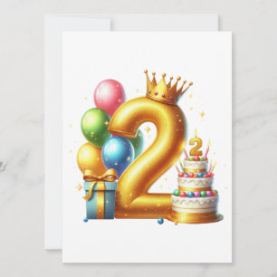 Golden 2nd Birthday Invitation