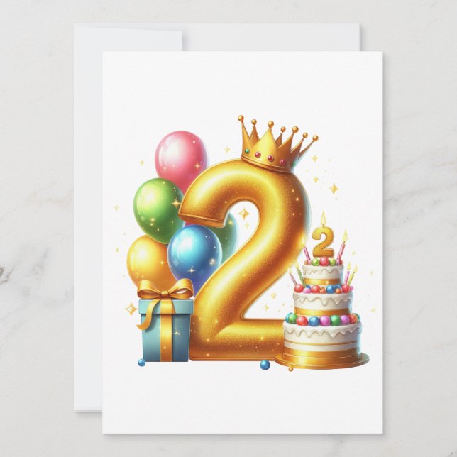 Golden 2nd Birthday Invitation (Front)