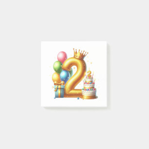 Golden 2nd Birthday Post-it Notes