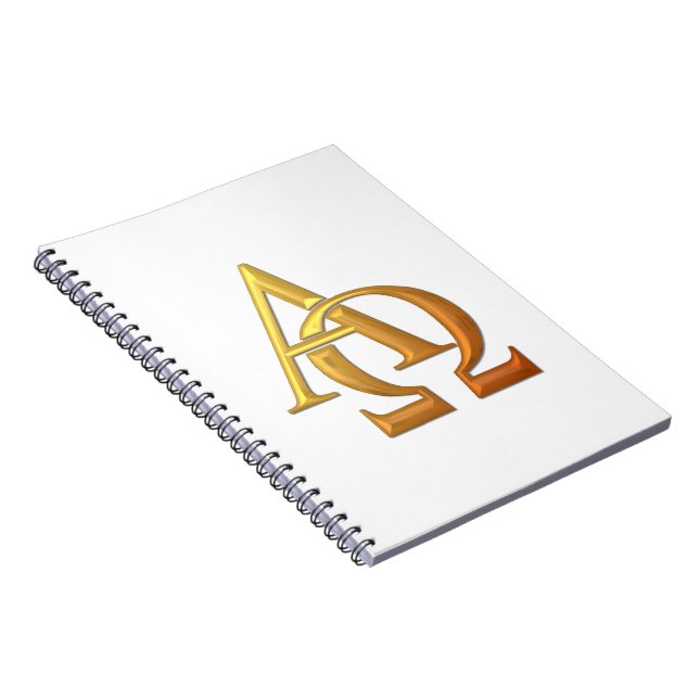 Golden "3-D" Alpha and Omega Symbol Notebook (Right Side)