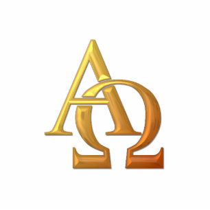 Golden "3-D" Alpha and Omega Symbol Standing Photo Sculpture