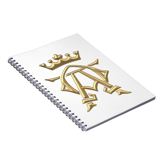 Golden "3-D" Alpha and Omega w/Crown Symbol Notebook (Right Side)