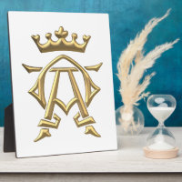 Golden "3-D" Alpha and Omega w/Crown Symbol