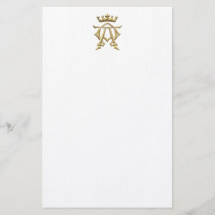 Golden "3-D" Alpha and Omega w/Crown Symbol Stationery