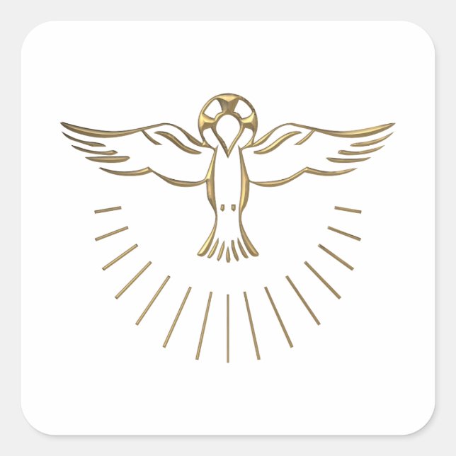 Golden "3-D" Ascent of The Holy Spirit Square Sticker (Front)