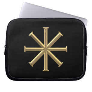 Golden "3-D" Baptismal Cross Laptop Sleeve