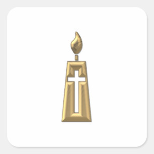 Golden "3-D" Candle Square Sticker