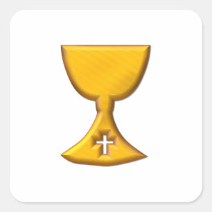 Golden "3-D" Chalice Square Sticker